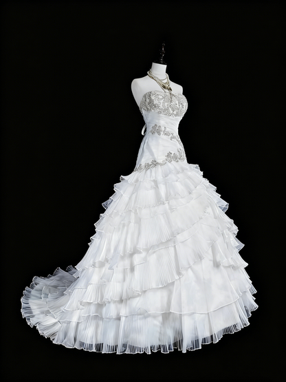 Elegant Wedding Dress Strapless Tulle Tiered Wedding Dress Dress  D3888