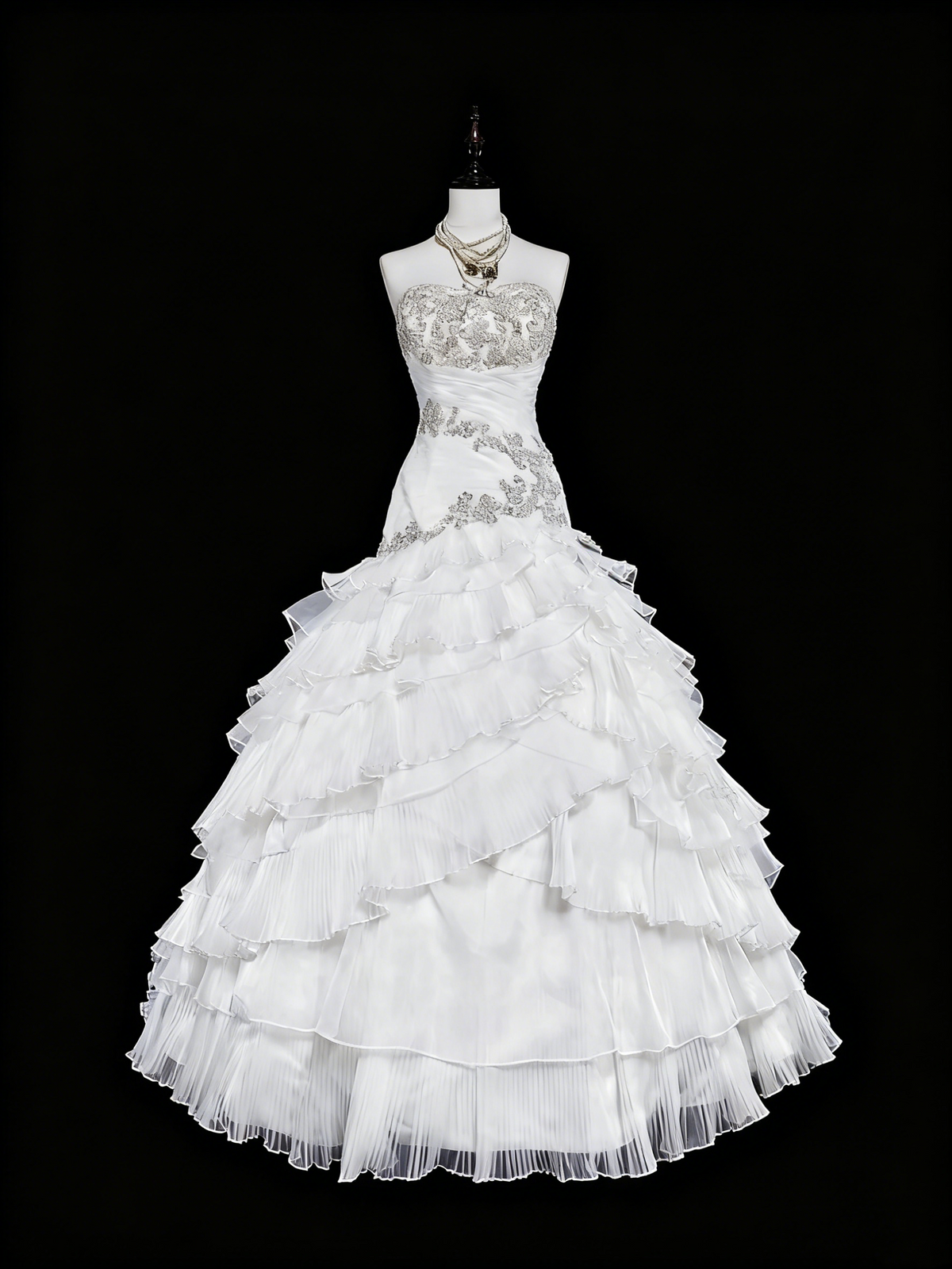 Elegant Wedding Dress Strapless Tulle Tiered Wedding Dress Dress  D3888