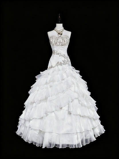 Elegant Wedding Dress Strapless Tulle Tiered Wedding Dress Dress  D3888