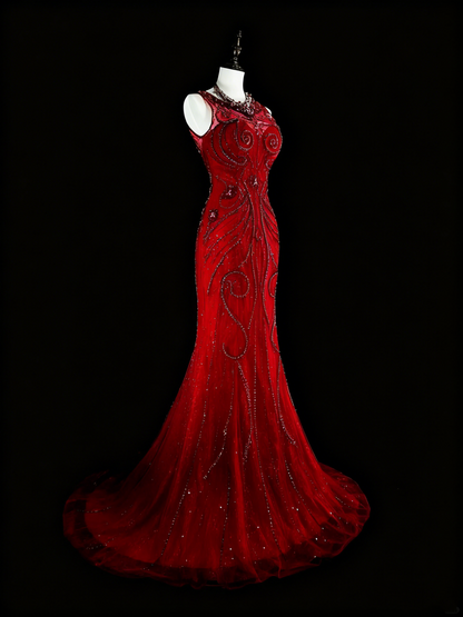 Gorgeous Prom Dress Crew Neck Mermaid Evening Dress Gala Dress        D3892
