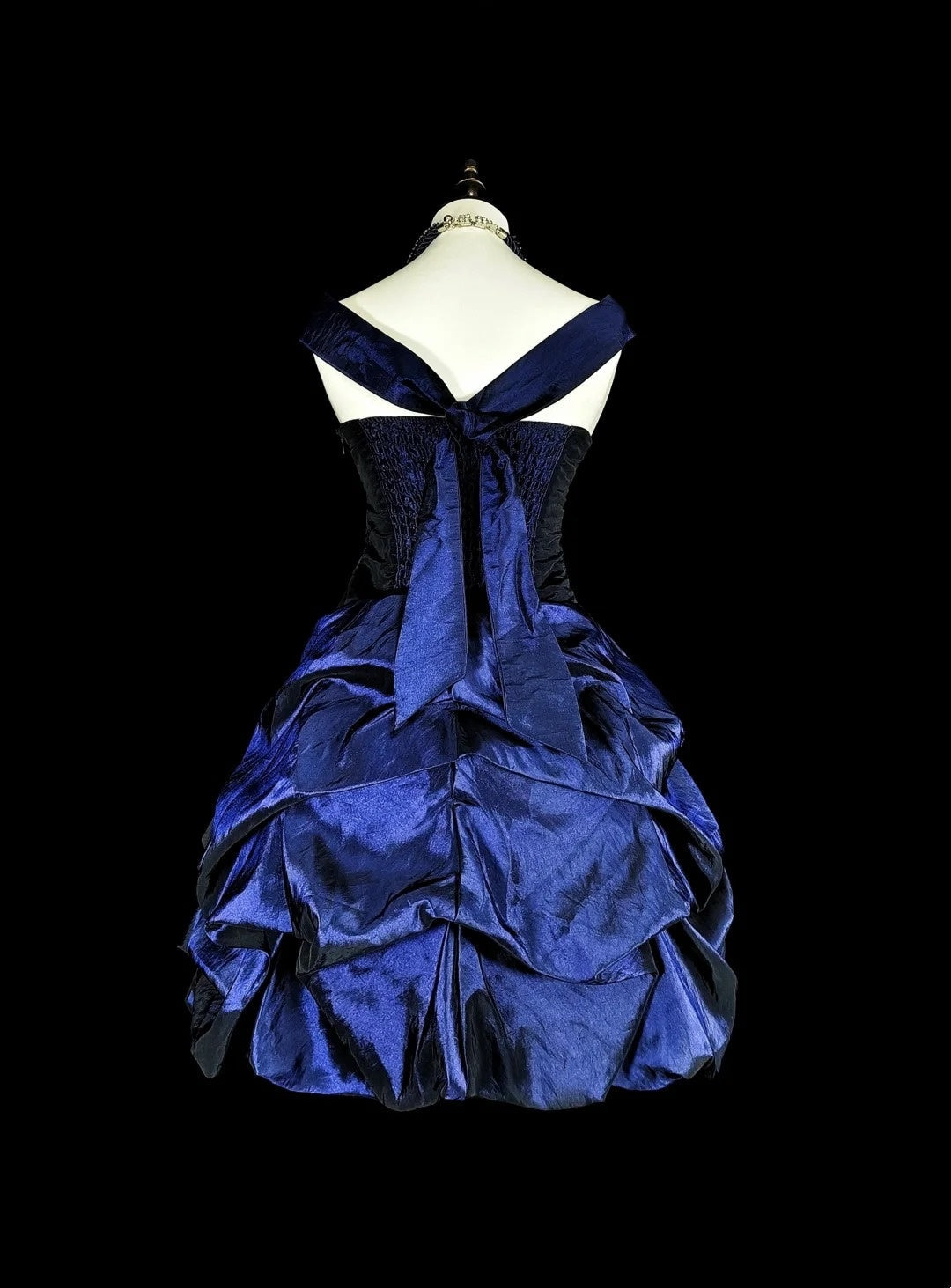 New Arrival Homecoming Dress Dark Blue Crew Neck Pleated Short Prom Dress Back to School Outfits Cocktail Dress   D3896