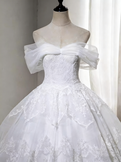 New Design Wedding Dress Off Shoulder Tulle Lace Wedding Dress  D3897
