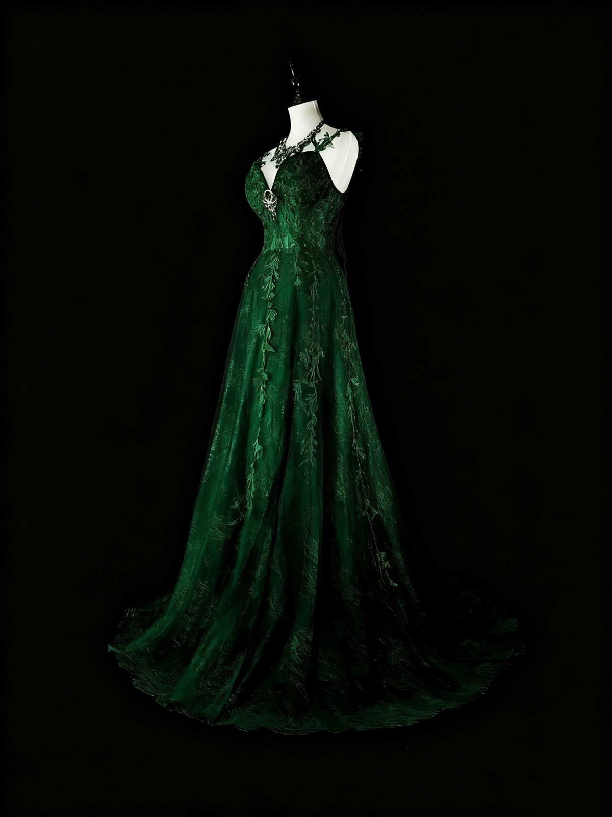 Stunning Prom Dress Dark Green Spaghetti Straps Pleated Evening Dress Gala Dress     D3904