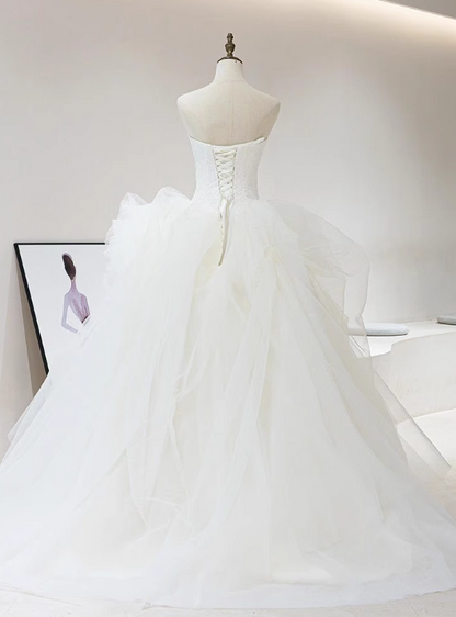 Beauty Wedding Dress Strapless Tulle Pleated Wedding Dress   D3906