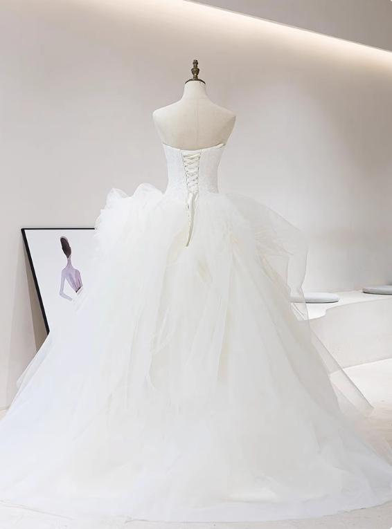 Beauty Wedding Dress Strapless Tulle Pleated Wedding Dress   D3906
