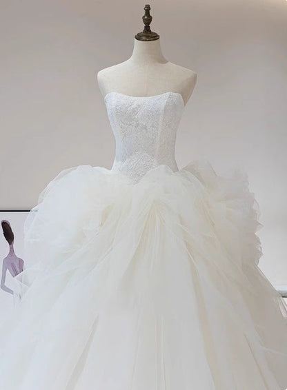 Beauty Wedding Dress Strapless Tulle Pleated Wedding Dress   D3906