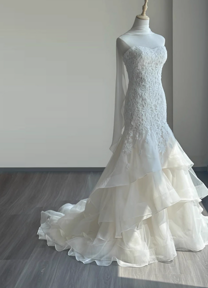 New Arrival Wedding Dress Sweetheart Lace Tulle Mermaid Wedding Dress   D3908