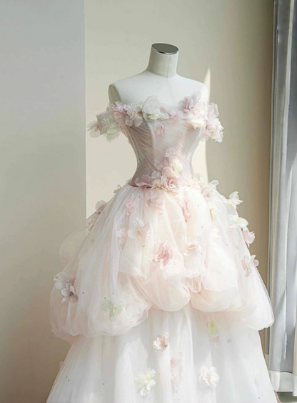 New Design Wedding Dress Strapless Floral Tulle Wedding Dress   D3910