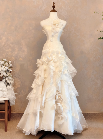 New Design Wedding Dress Strapless Tiered Ruffle Wedding Dress   D3911