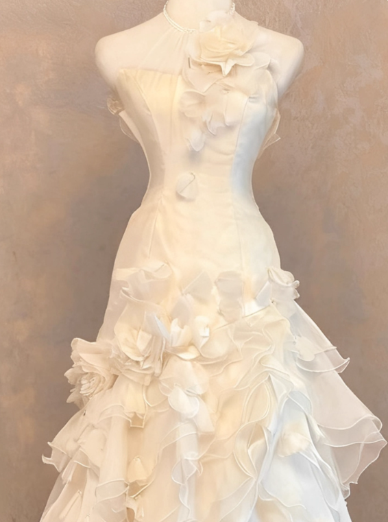 New Design Wedding Dress Strapless Tiered Ruffle Wedding Dress   D3911