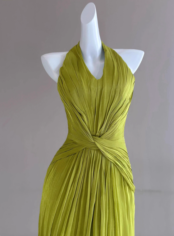 Elegant Prom Dress Halter Pleated Long Evening Dress Gala Dress Cocktail Dress   D3917