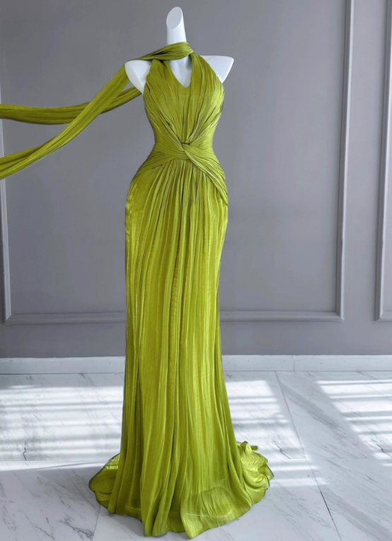 Elegant Prom Dress Halter Pleated Long Evening Dress Gala Dress Cocktail Dress   D3917