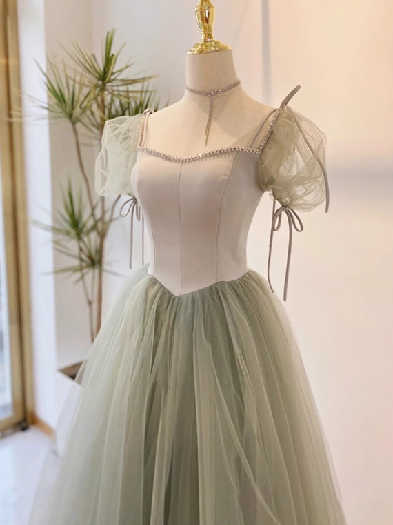 Elegant Prom Dress Square Neck Tulle Pleated Evening Dress Gala Dress Birthday Party Dress   D3918