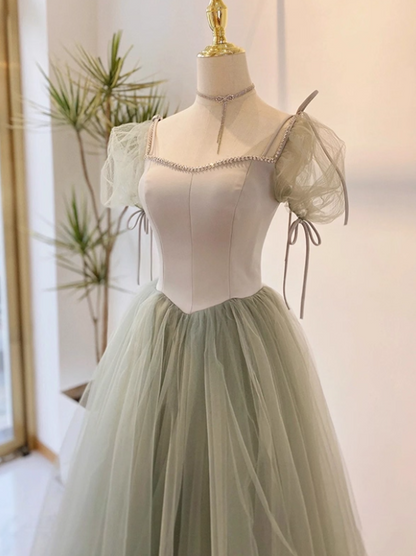 Elegant Prom Dress Square Neck Tulle Pleated Evening Dress Gala Dress Birthday Party Dress   D3918
