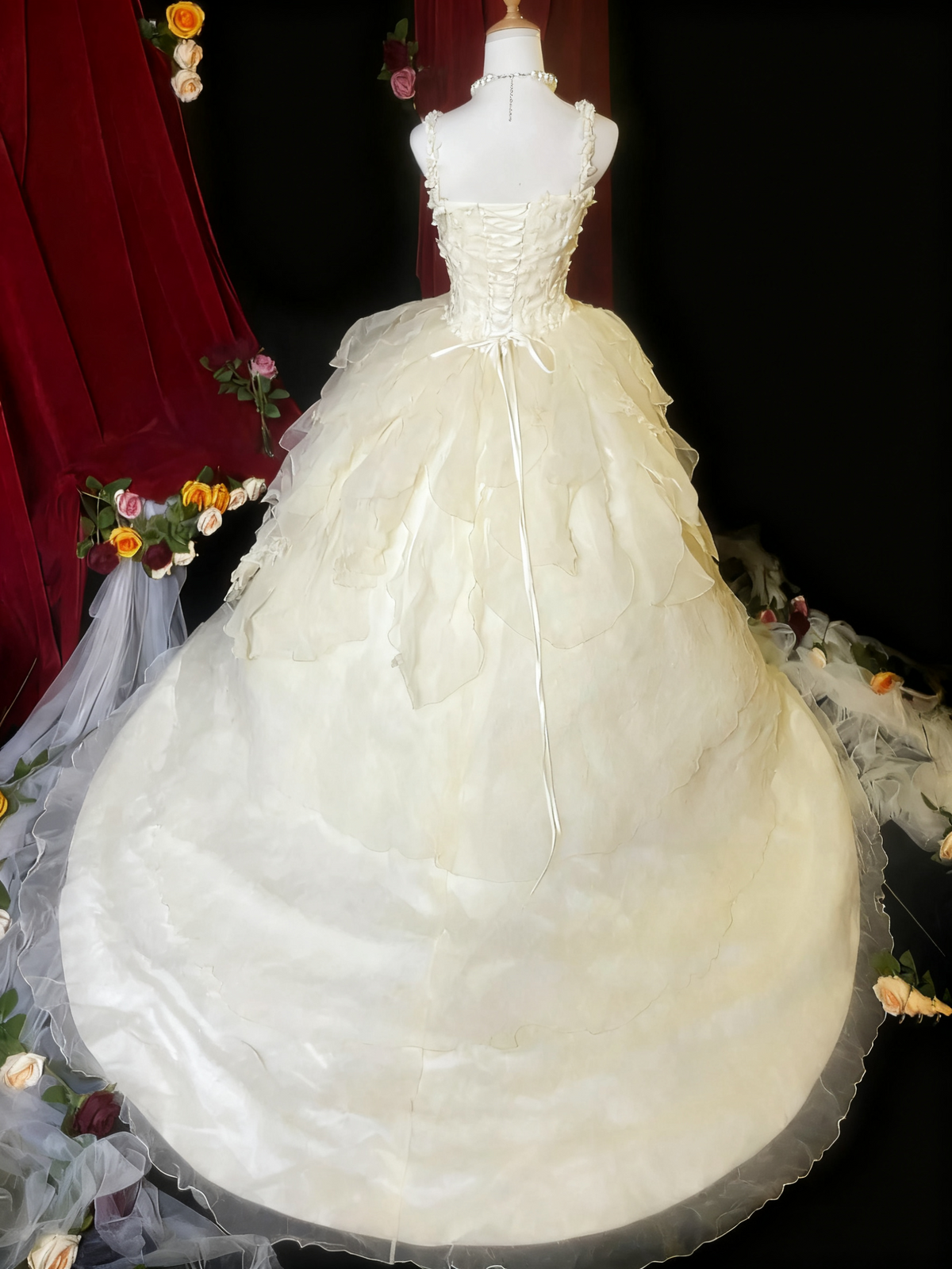 Elegant Prom Dress Square Neck Pleated Tulle Ball Gown Evening Dress Sweet 16 Dress  D3928