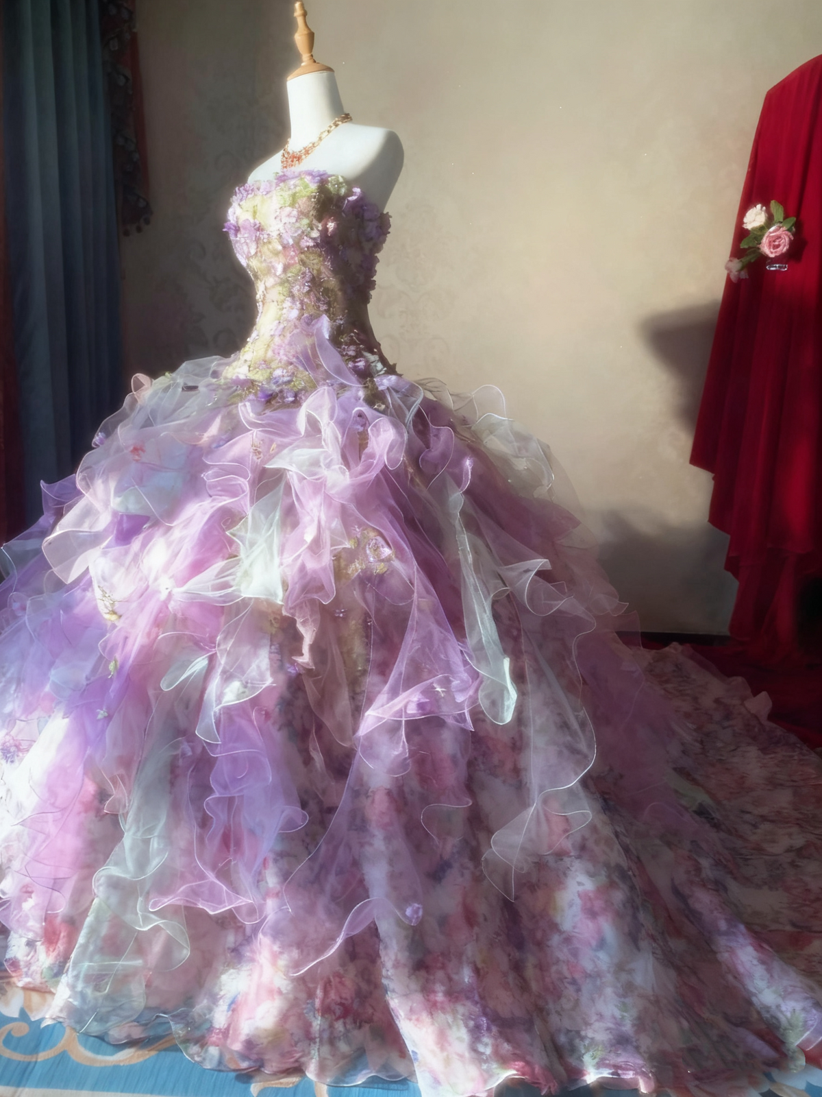 New Arrival Prom Dress Strapless Pleated Ruffle Ball Gown Evening Dress Quinceanera Dress  D3930