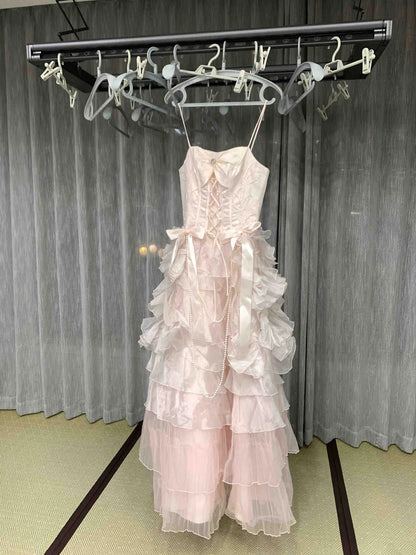 New Design Prom Dress Spaghetti Straps Pleated Tulle Ball Gown Evening Dress Birthday Party Dress    D3941