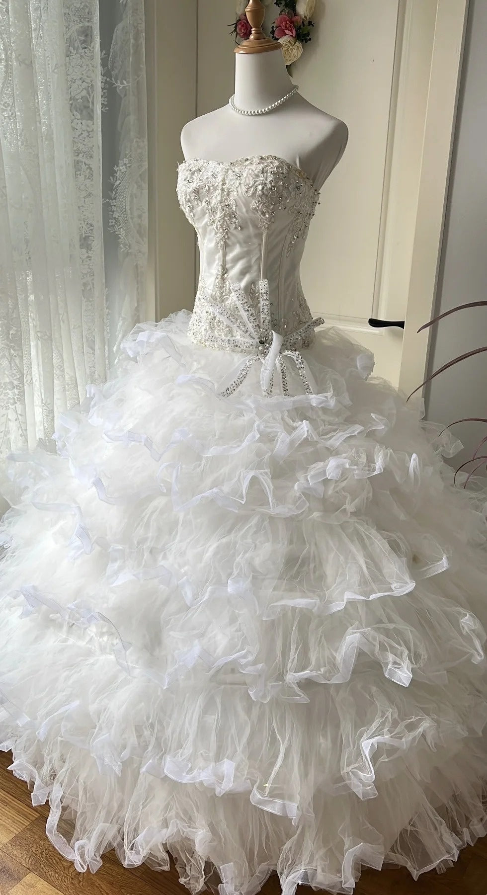 Beauty Wedding Dress Sweetheart Pleated Tiered Tulle Wedding Dress  D3967