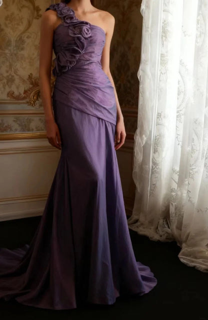 Elegant Prom Dress One Shoulder Pleated Evening Dress Gala Dress   D3968
