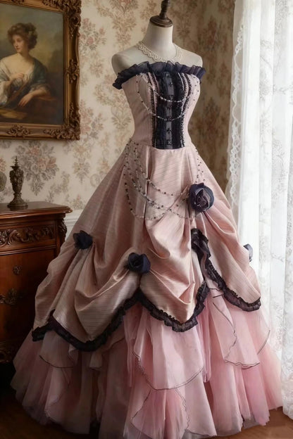 Elegant Prom Dress Strapless Pleated Tiered Evening Dress Sweet 16 Dress Ball Gown    D3974