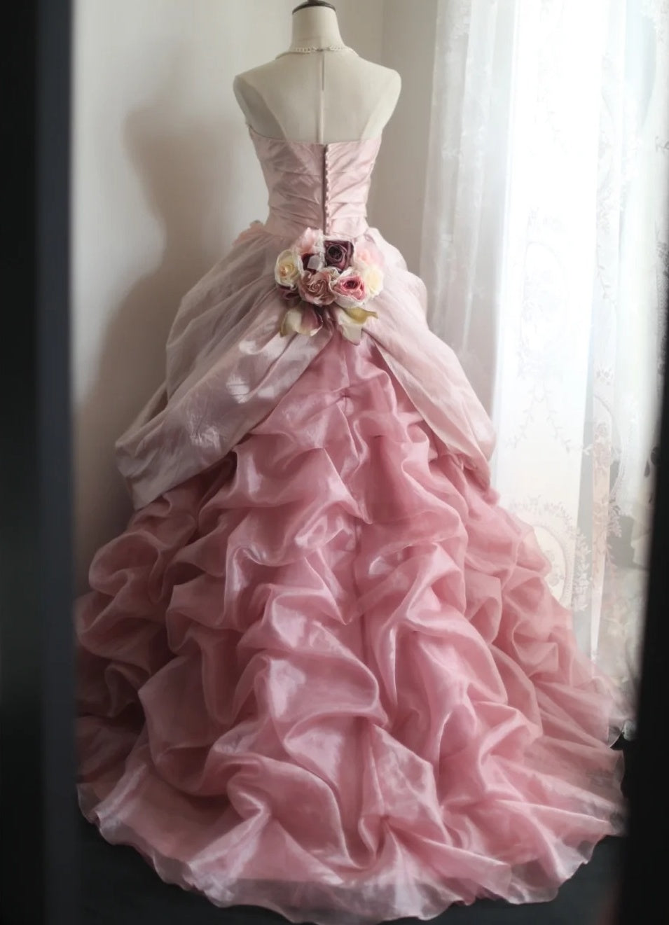 Sweet Prom Dress Light Pink Strapless Pleated Tulle Evening Dress Quinceanera Dress Ball Gown    D3984