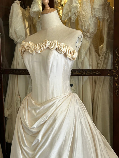 Minimalist Wedding Dress Strapless Pleated Wedding Dress  D3998