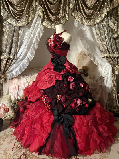 Stunning Prom Dress Strapless Pleated Tiered Evening Dress Sweet 16 Dress Ball Gown    D4015