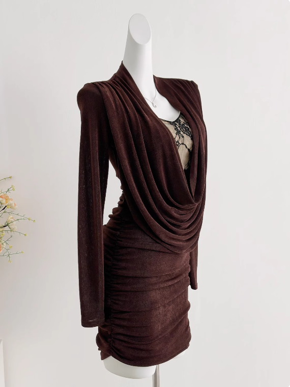 Minimalist Women Dress Spaghetti Straps Long Sleeves Short Birthday Outfits Seaside Party Dress    D4028