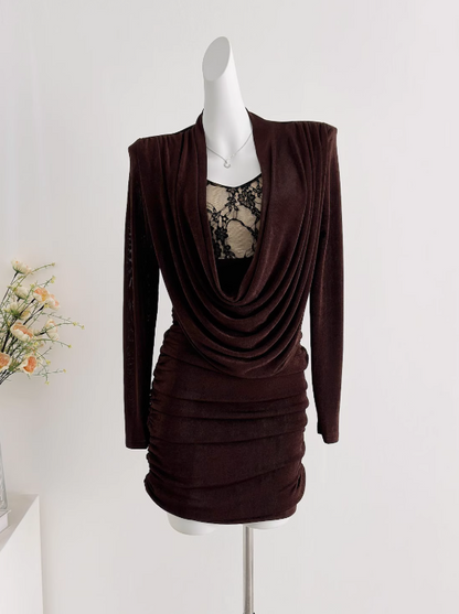 Minimalist Women Dress Spaghetti Straps Long Sleeves Short Birthday Outfits Seaside Party Dress    D4028