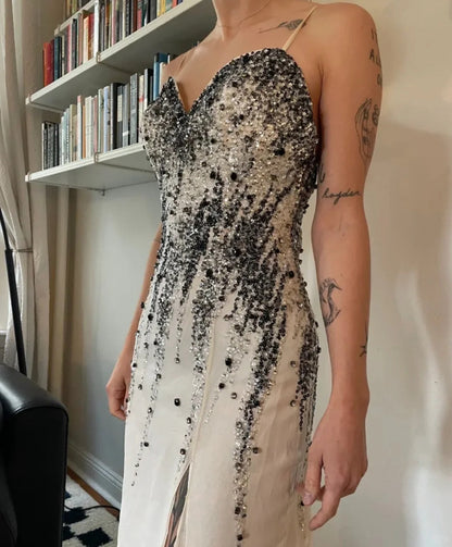 Gorgeous Prom Dress Spaghetti Straps Backless Slit Evening Dress Cocktail Dress Birthday Party Outfits   D4031