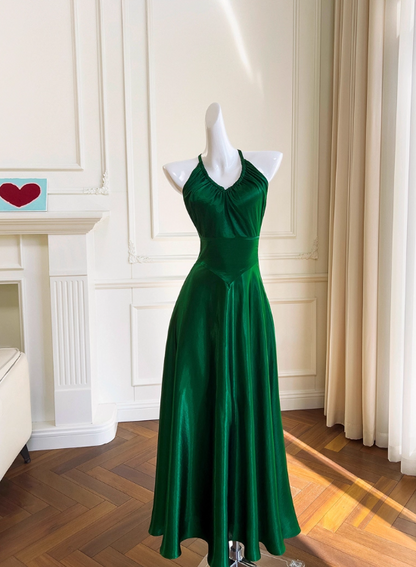 Elegant Prom Dress Dark Green Spaghetti Straps Backless Pleated Evening Dress Cocktail Dress Birthday Party Dress     D4038