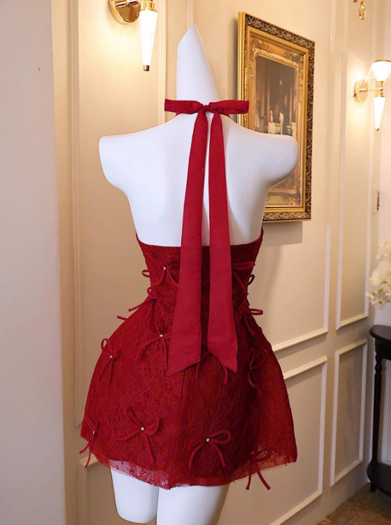 New Design Homecoming Dress A Line Halter Short Prom Dress Cocktail Dress Birthday Party Dress  D4045
