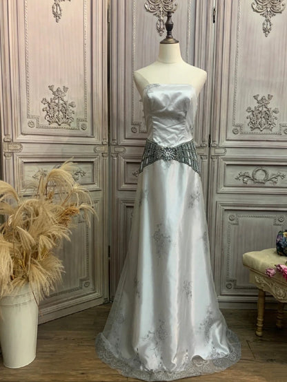 Elegant Prom Dress A Line Strapless Prom Dress Evening Dress Birthday Party Outfits    D4064