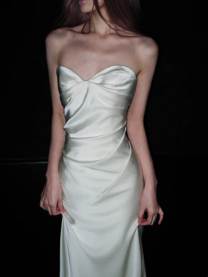 New Design Wedding Dress Sweetheart Pleated Mermaid Wedding Dress     D4075