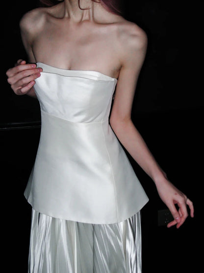 Elegant Wedding Dress Strapless Pleated Wedding Dress    D4076
