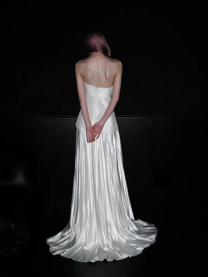Elegant Wedding Dress Strapless Pleated Wedding Dress    D4076