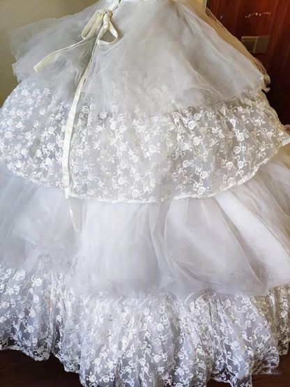 Beauty Prom Dress Strapless Tulle Lace Ball Gown Birthday Party Outfits Evening Dress Sweet 16 Dress     D4094