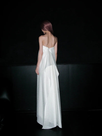 Minimalist Prom Dress White Strapless Evening  Dress Gala Dress   D4143