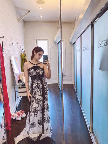New Arrival Prom Dress Halter Gala Gown Birthday Party Dress Evening Dress D4156