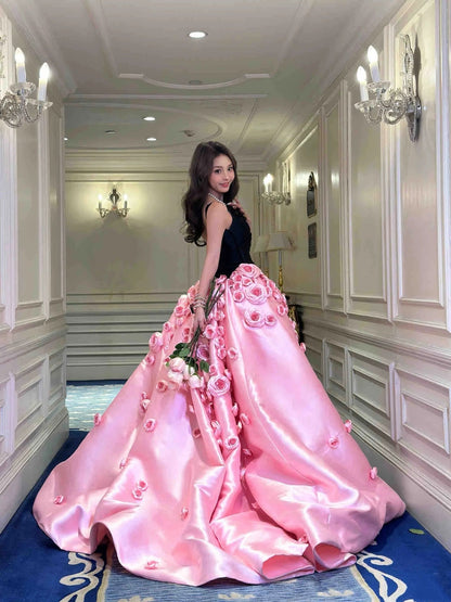New Design Prom Dress V-neck Pleated Ball Gown Evening Dress Quinceanera Dress       D4157