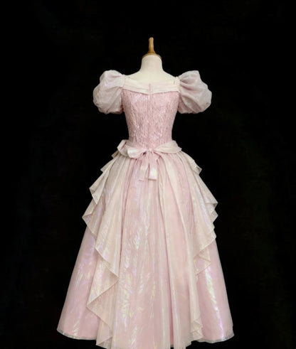 Sweet Prom Dress V-neck Pleated Gala Gown Formal Dress Evening Dress D4180