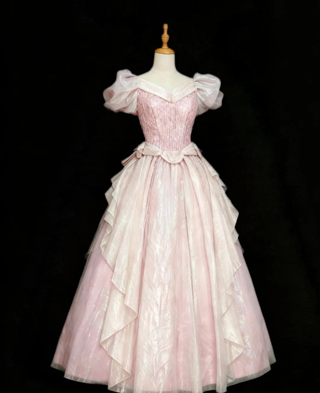 Sweet Prom Dress V-neck Pleated Gala Gown Formal Dress Evening Dress D4180