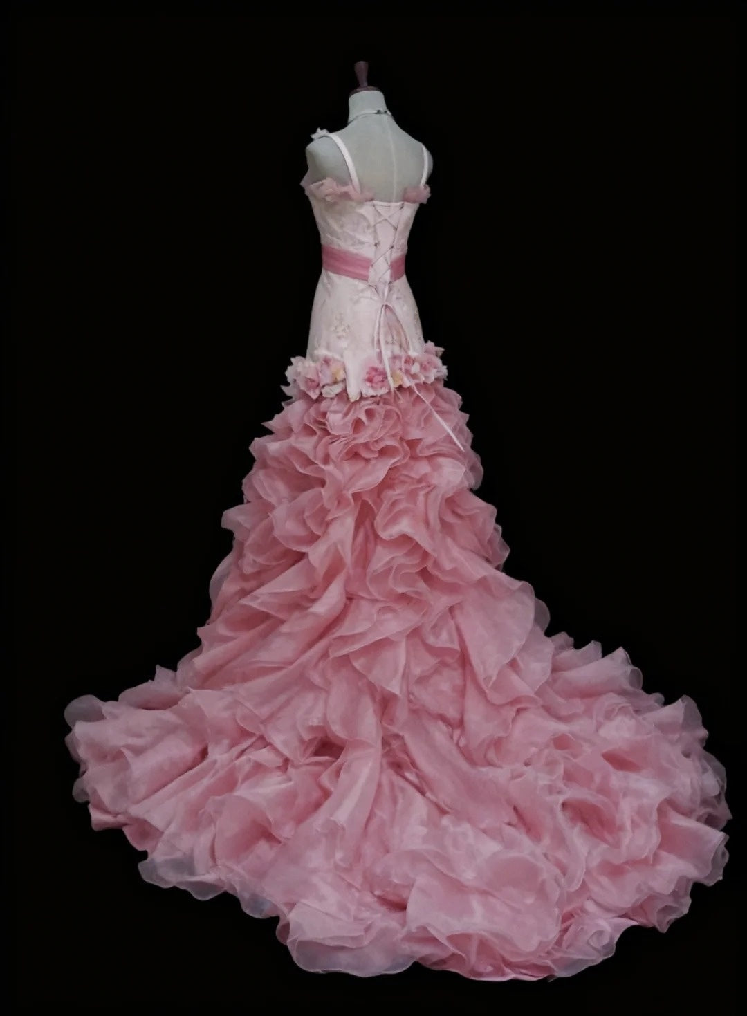 Stunning Prom Dress Asymmetrical Neck Floral Ruffle Gala Gown Formal Dress Evening Dress  D4184