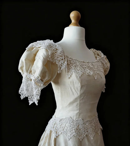 Vintage Wedding Dress A Line Crew Neck Wedding Dress  D4186