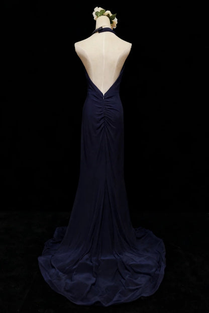 Stunning Prom Dress Halter Pleated Slit Gala Dress Formal Dress Evening Dress  D4187