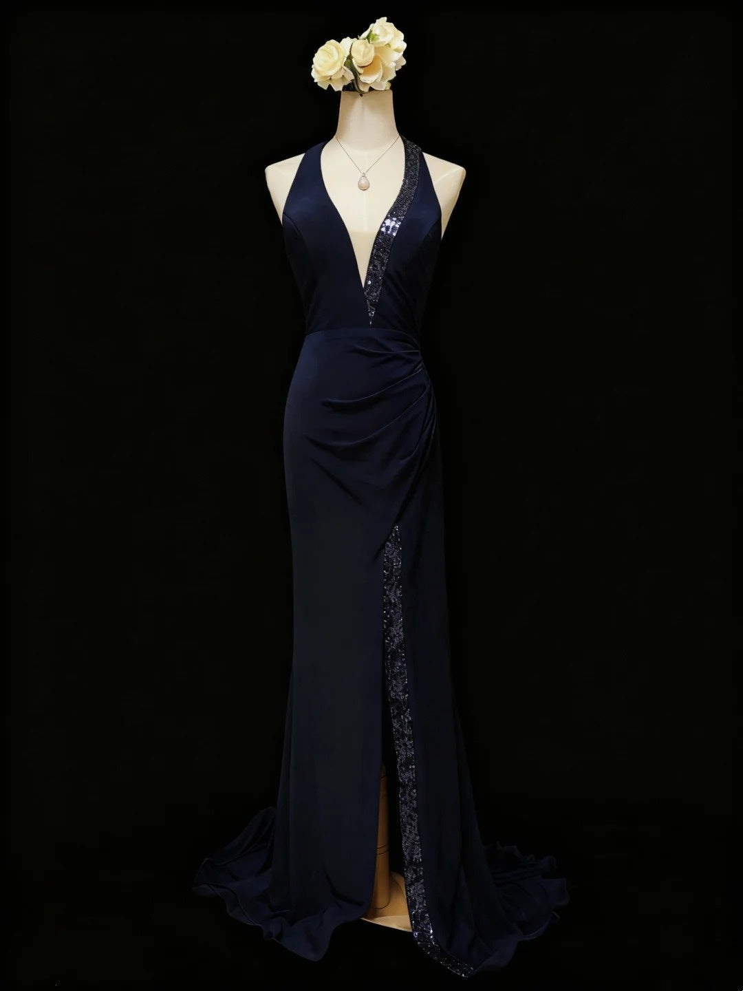 Stunning Prom Dress Halter Pleated Slit Gala Dress Formal Dress Evening Dress  D4187