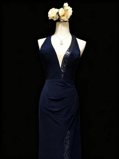 Stunning Prom Dress Halter Pleated Slit Gala Dress Formal Dress Evening Dress  D4187