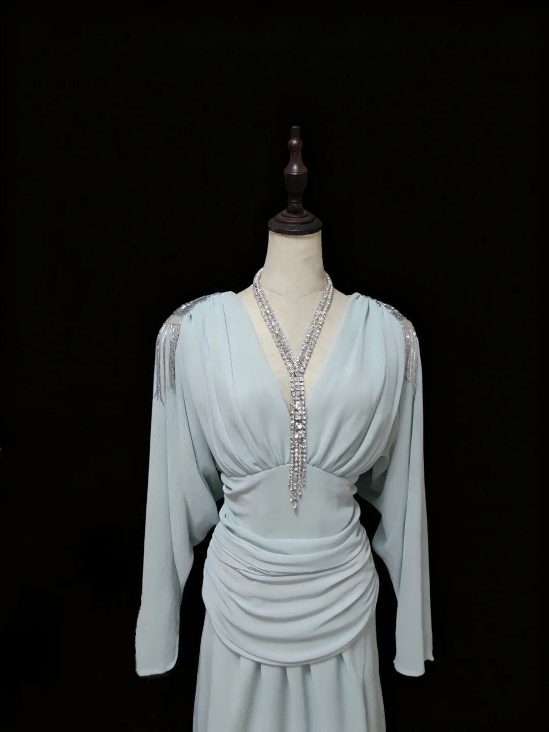 Elegant Prom Dress V-neck Pleated Backless Gala Dress Evening Dress Formal Dress  D4195