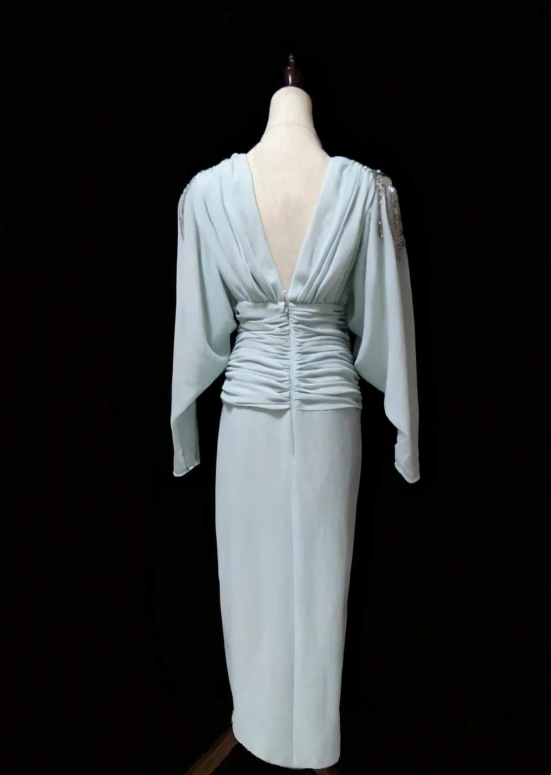 Elegant Prom Dress V-neck Pleated Backless Gala Dress Evening Dress Formal Dress  D4195