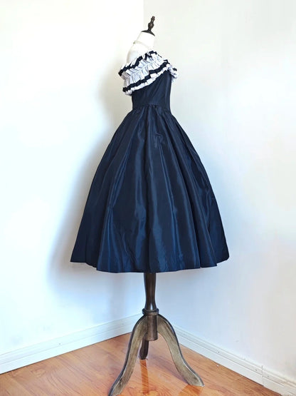 Beauty Prom Dress Dark Blue Off Shoulder Pleated Gala Dress Evening Dress Formal Dress  D4213